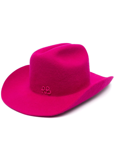 Ruslan Baginskiy Pink Fedora Hat In Felt With Wide Brim Woman
