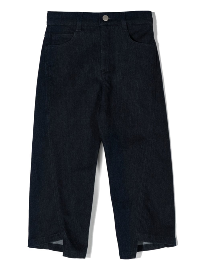 Simonetta Kids' Asymmetric Straight-leg Jeans In Blue