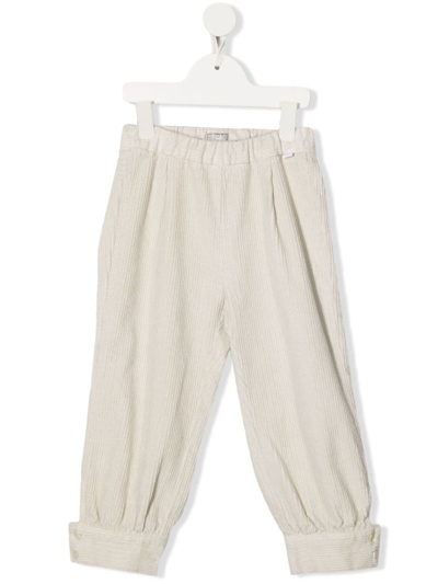 Il Gufo Kids' Button-cuff Corduroy Trousers In Neutrals