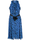 DIANE VON FURSTENBERG LEOPARD-PRINT RUFFLED HALTERNECK DRESS