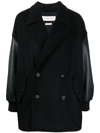 Alexander Mcqueen Leather-trim Double-breasted Jacket In Black