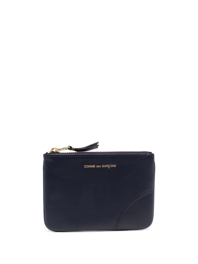 Comme Des Garçons Zipped Leather Coin Wallet In Navy