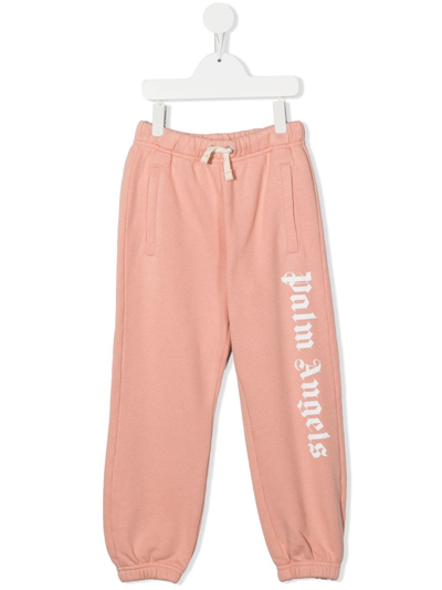 Palm Angels Kids' Logo-leg Drawstring Track Pants In Pink