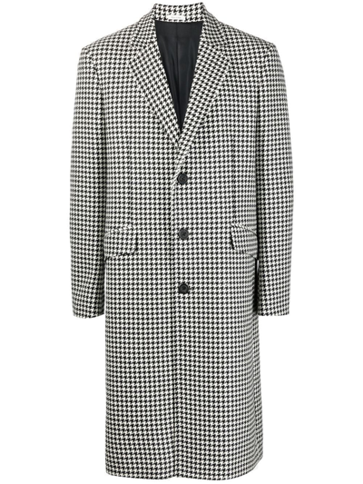 Alexander Mcqueen Asymmetric Double-breasted Houndstooth Wool Coat In White/black