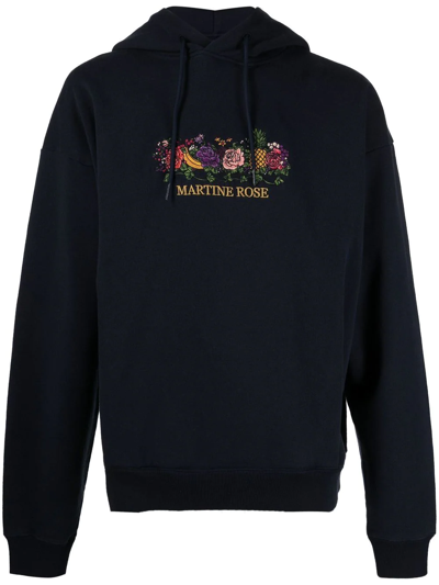Martine Rose Classic Brand-embroidered Cotton-jersey Hoody In Blue
