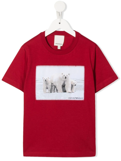 Emporio Armani Kids' Logo Graphic Print T-shirt In Red