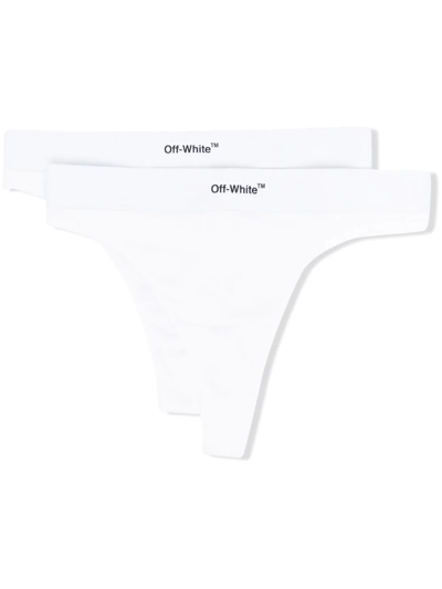 Off-white Set 2 White Helvetica Logo Thongs