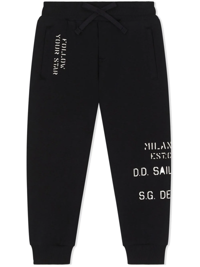 Dolce & Gabbana Kids' Sailor-slogan Nautical Track-pant In Blu Scurissimo 1