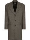 Dolce & Gabbana Tailored Herringbone Coat In Grey