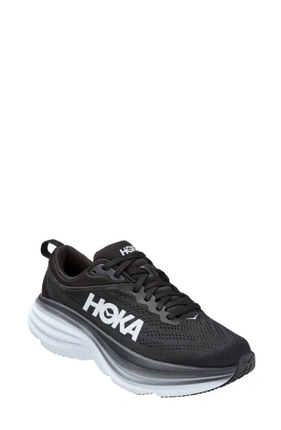 Hoka Bondi 8 Mesh-knit Sneakers In Black And White