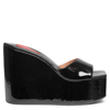 ALAÏA COLOR WEDGE 120 BLACK PATENT MULES