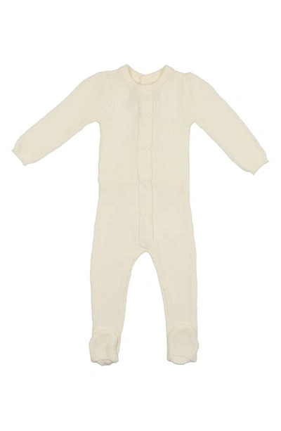 Maniere Babies' Braided Rope Knit Cotton Footie In Ivory
