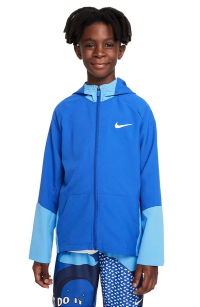Nike Dri-fit Big Kids' (boys') Woven Training Jacket In Blue