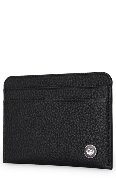 Loro Piana Crest Logo Grained Calfskin Card Holder In 8000 Black