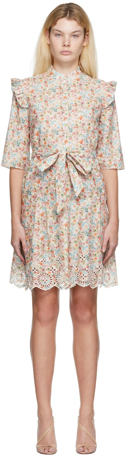 Erdem Hvar Broderie Anglaise Floral-print Linen And Cotton-blend Mini Dress In Pink