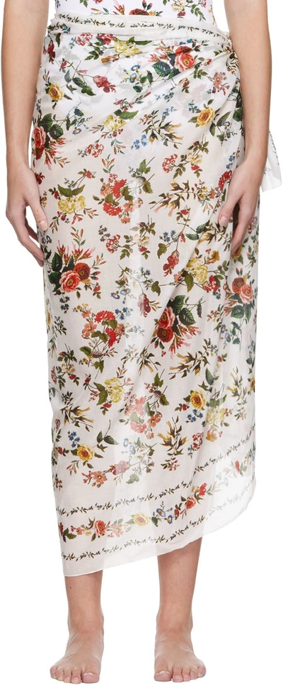 Erdem Pareo Floral-print Sarong In White