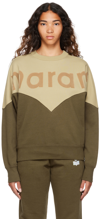 Isabel Marant Étoile Houston Flocked Two-tone Cotton-blend Jersey Sweatshirt In 67ki Khaki