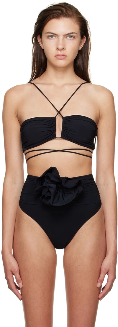 MAGDA BUTRYM BLACK BANDEAU BIKINI TOP