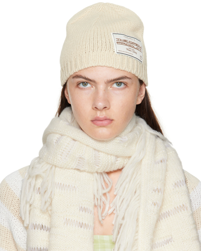 Theopen Product Beige Patched Beanie In Tan