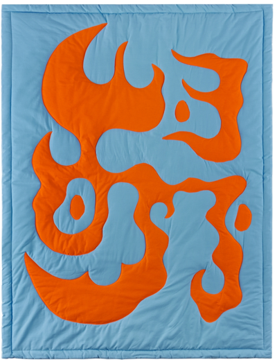 Claire Duport Blue & Orange Medium Form I Blanket In Light Blue, Orange