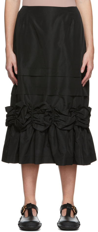 Simone Rocha Long Gathered Ribbon Fishtail Skirt In Black
