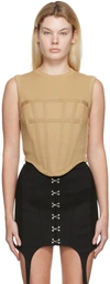 Dion Lee Ribbed Corset Tank Timber Beige In Sahara