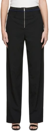Shop Dion Lee Ssense Exclusive Black Layered Trousers In Black/navy