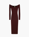 Khaite Pia Off-the-shoulder Knit Midi Dress In Merlot 514