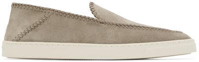 GIORGIO ARMANI GRAY SUEDE SLIP-ON SNEAKERS