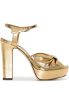 Jimmy Choo 120mm Heloise Metallic Leather Sandals In Gold