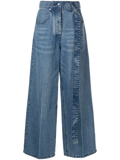 Alexander Wang Raver High-rise Belted Wide-leg Jeans In Blue