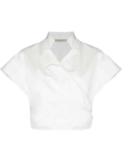 St Agni Poplin Wrap 短款上衣 In White