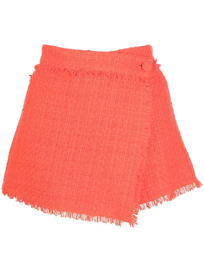 Msgm Orange Trousers Skirt In Tweed