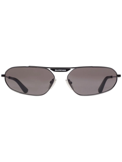 Balenciaga Tag 2.0 Oval-frame Sunglasses In Grey-grey-grey