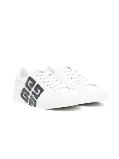 Givenchy Kids' Logo-print Low-top Sneakers In Bianco