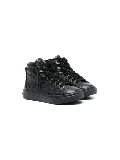 Givenchy Kids' Debossed-logo High-top Sneakers In Black