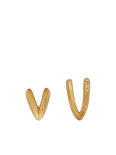 Saint Laurent V-shaped Ear Cuffs In Gold