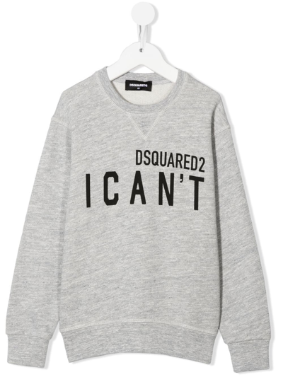 Dsquared2 Kids' Logo-print Long-sleeved Sweatshirt In Grau