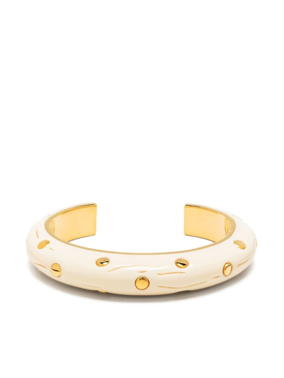 Aurelie Bidermann Stud-embellished Open-back Bangle In Yellow