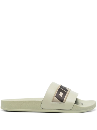 Off-white Industrial Belt Rubber Slide Sandals In Beige