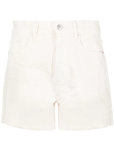 Paige Dani High Rise Denim Shorts In Aniyah Distressed In White