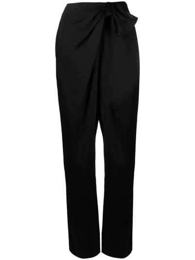 Alberta Ferretti Bow-detail Tapered Trousers In Black