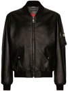 Dolce & Gabbana Black Leather Blouson Full Zip Bomber Jacket In Black