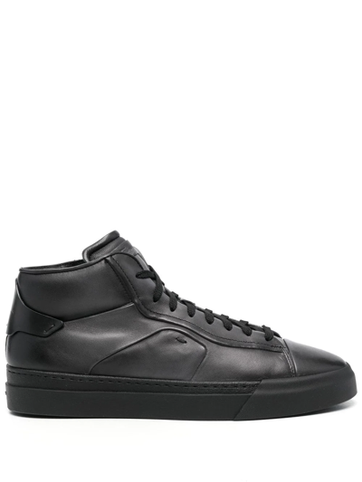 Santoni High-top Trainers 21558 Calfskin In Black