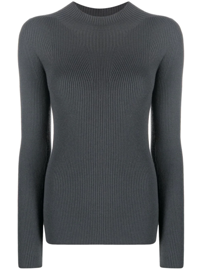 Emporio Armani Long-sleeved Ribbed-knit Jumper In Grey