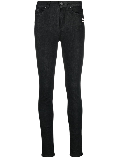 Karl Lagerfeld High-rise Skinny Jeans In Black