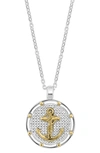Effy Sterling Silver & 18k Yellow Gold Anchor Pendant Necklace In White