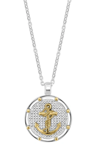 Effy Sterling Silver & 18k Yellow Gold Anchor Pendant Necklace In White