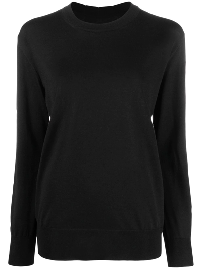 Jil Sander Crew Neck Pullover Sweater In Black