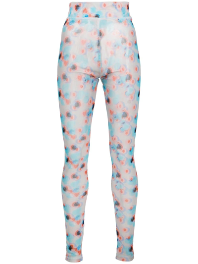 Henrik Vibskov Floral-print Leggings In Dots Orange And Lave